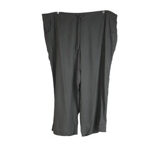 Mary McFadden Woman Grey Linen Blend Wide Leg Drawstring Pants Plus Size 26